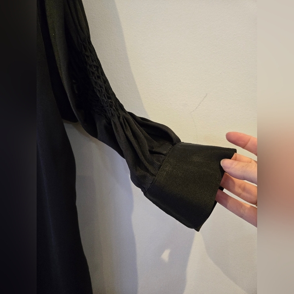 Haider Ackermann Black Silk Pleated Sleeve Blouse Size 36 - Picture 9 of 10